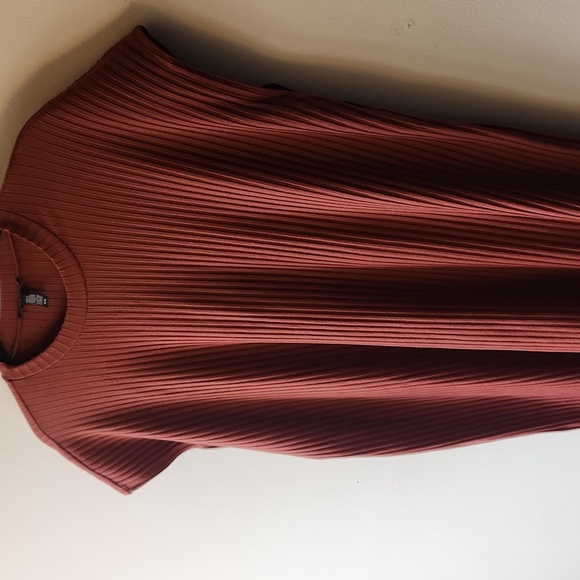 Eileen Fisher Terracotta Textured Stretch Rib Crew Neck Dress, M - Picture 9 of 12